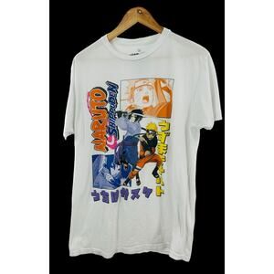Naruto Shippuden Mens T-Shirt - Sasuke &‎ Naruto Fighting Stances Logo Size L